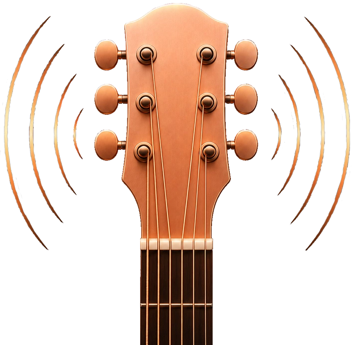 Pitch a String bronze guitar-head artwork