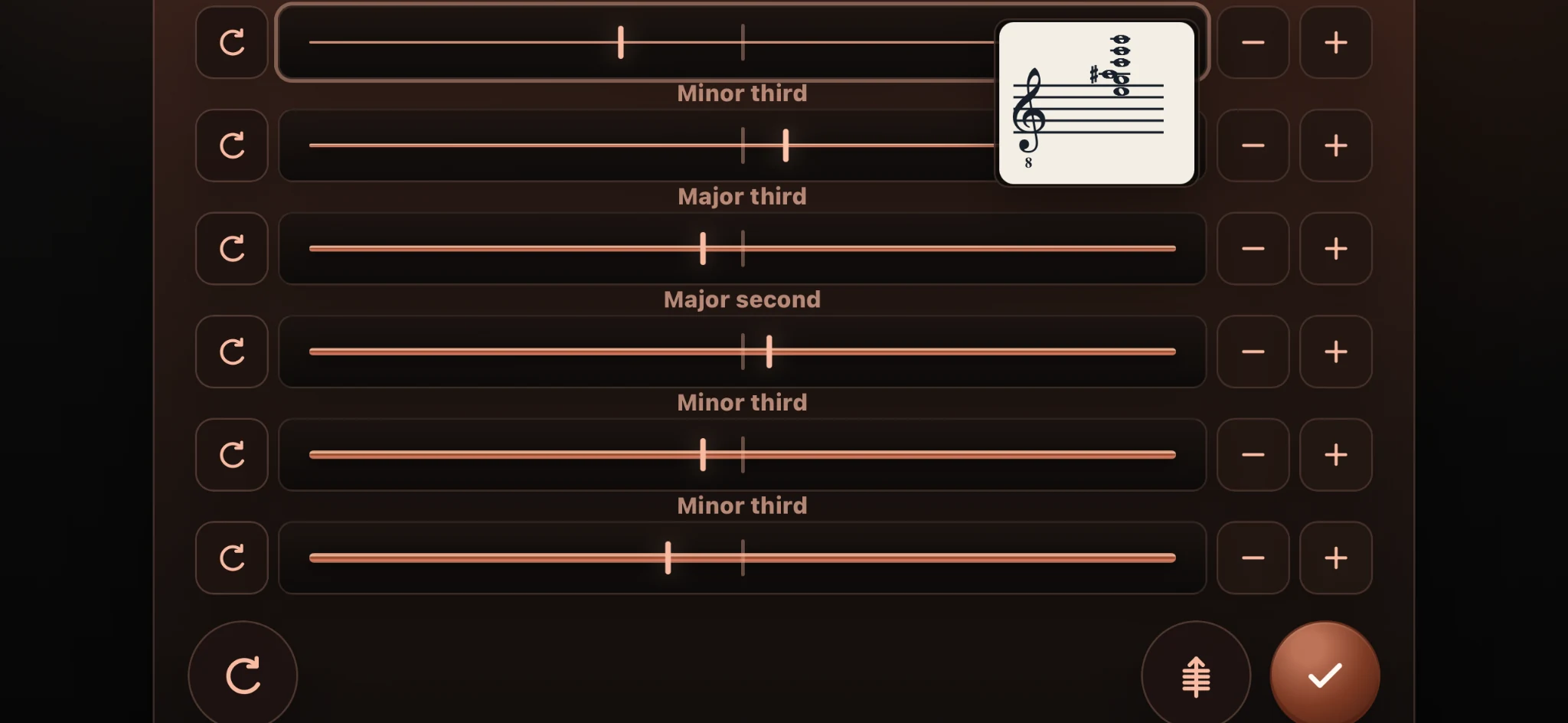 StringPitch interval practice displayed on a mobile device